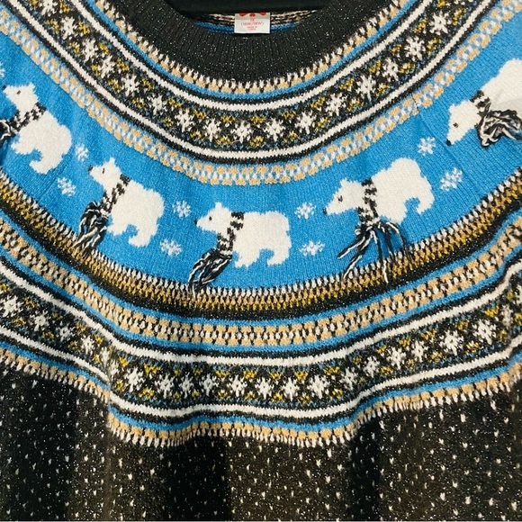 Holiday Time black white polar bear unisex sweater 1X  cold winter Christmas - Picture 9 of 9